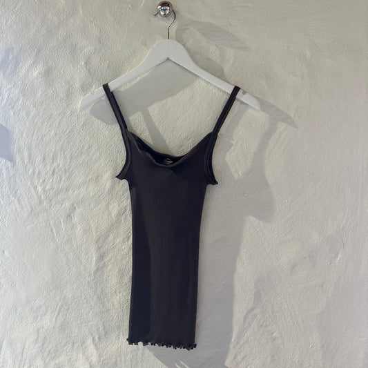 Uld & Silke Rib Top, Taupe 3440
