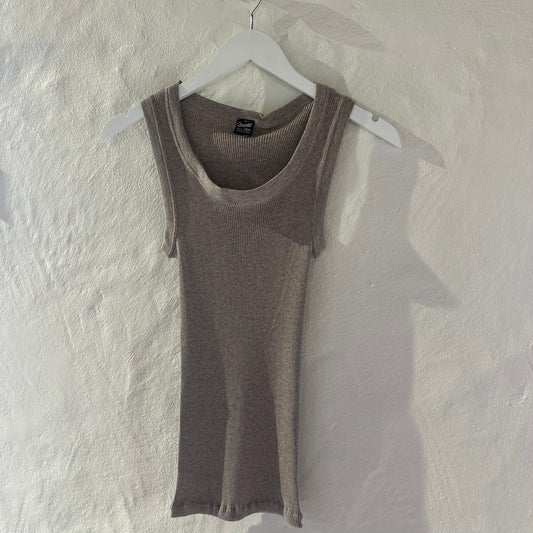 Bomuld Tank Rib Top, Beige 7166