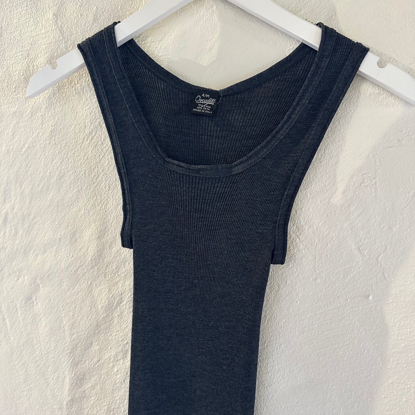 Uld & Silke Tank Rib Top, Grå 3442