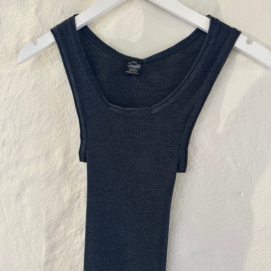 Uld & Silke Tank Rib Top, Grå 3442