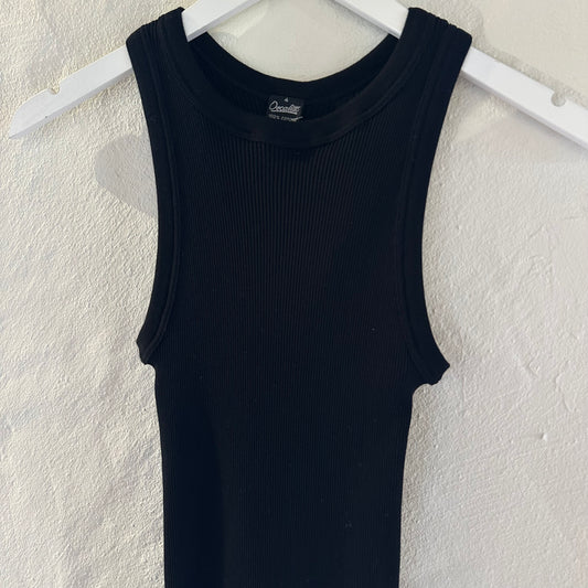 Bomuld Americana Rib Top, Sort 7165