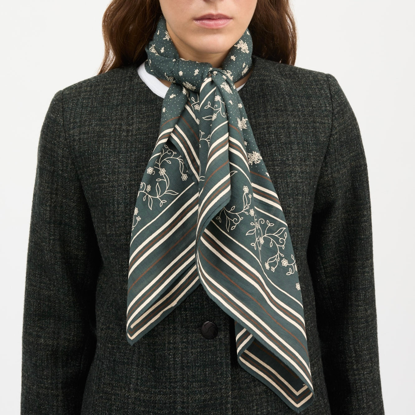 Skall Classic Scarf, Dark Green/Brown (90x90 cm)