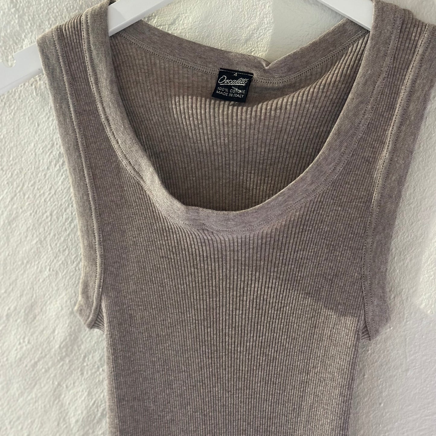 Bomuld Tank Rib Top, Beige 7166