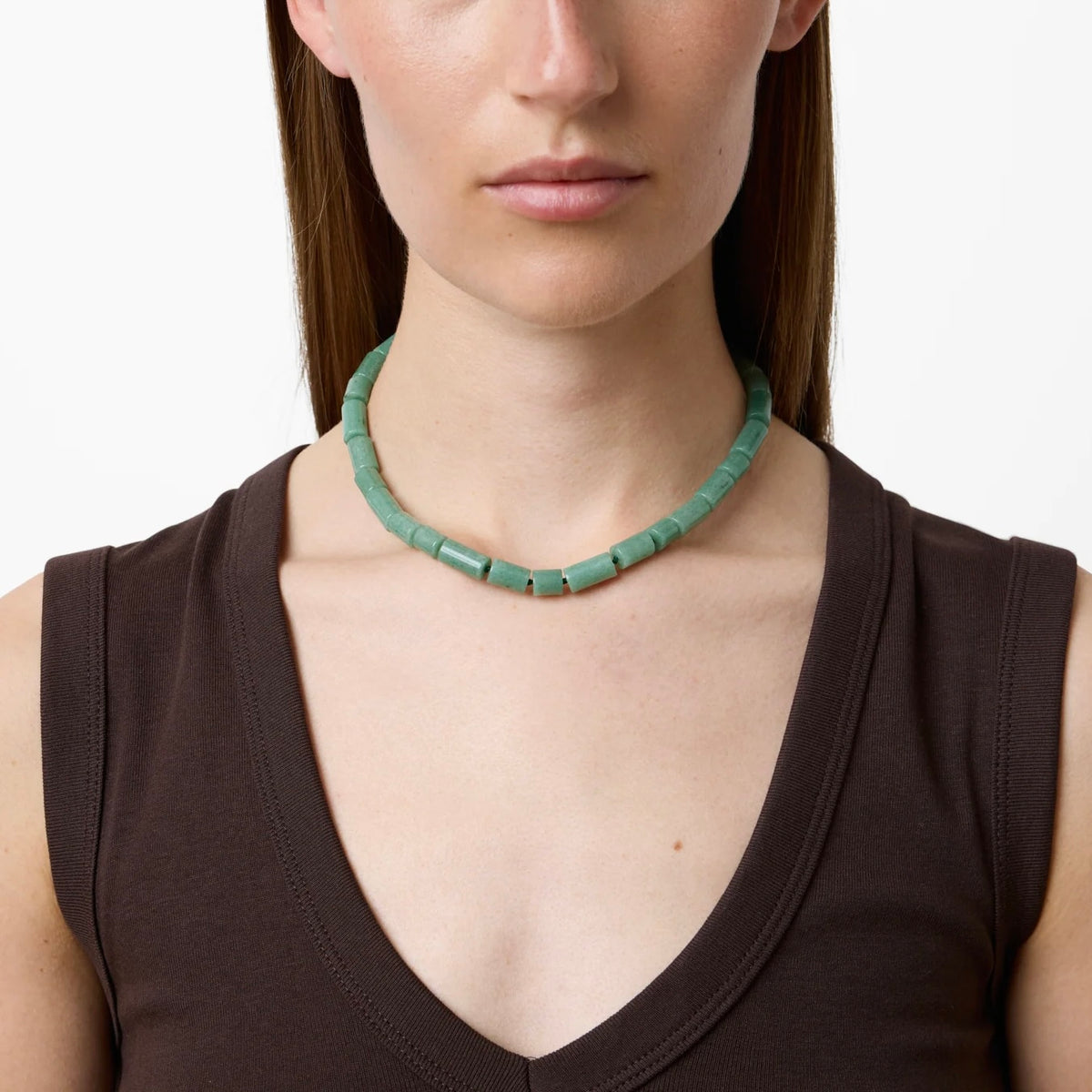 The Sadie Necklace, Silver Green Aventurine
