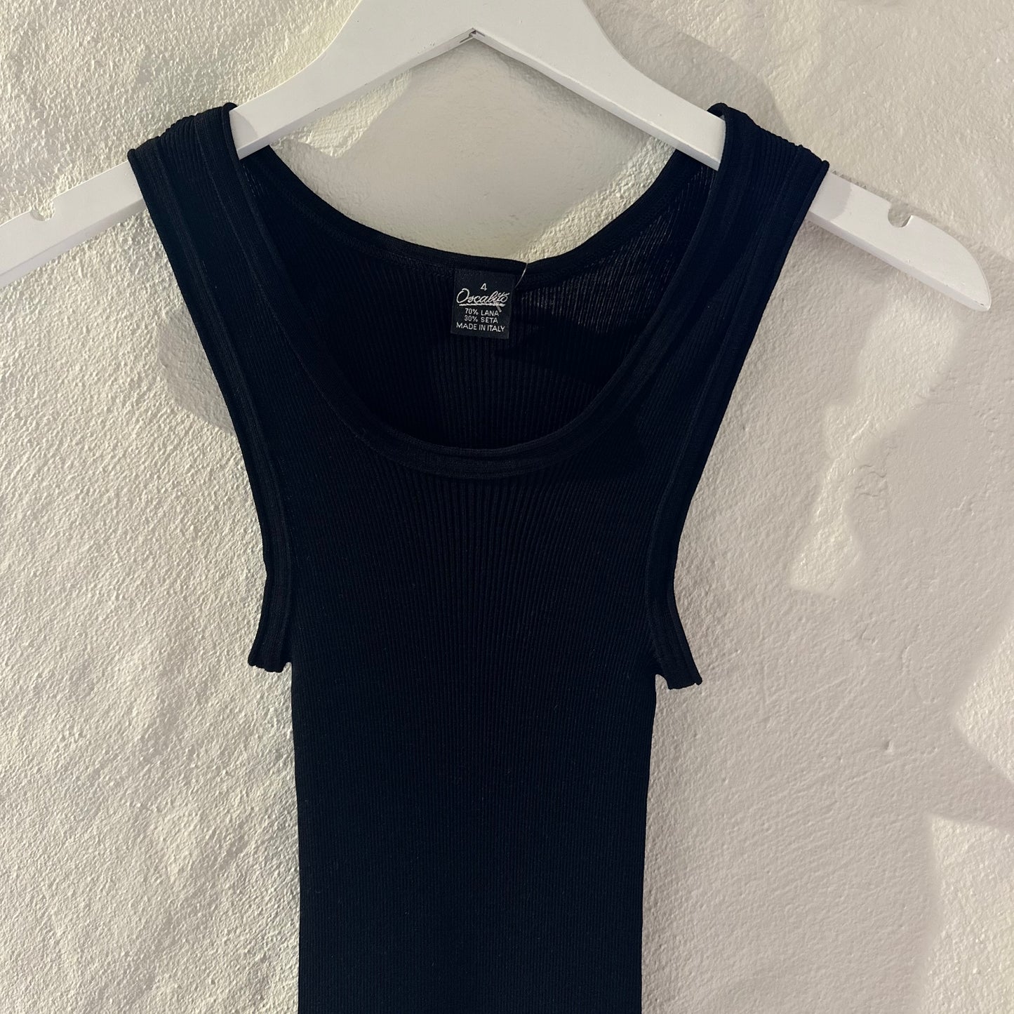 Uld & Silke Tank Rib Top, Sort 3442