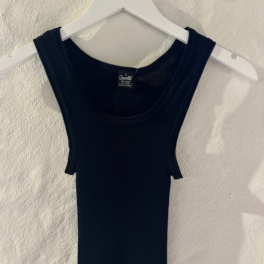 Uld & Silke Tank Rib Top, Sort 3442