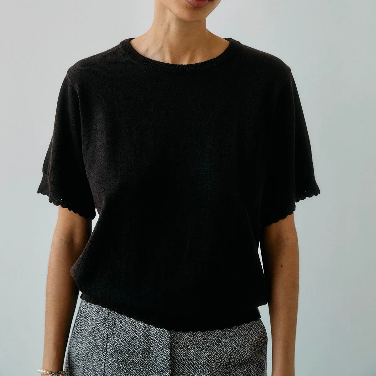 Anna Wool SS Tee, Espresso