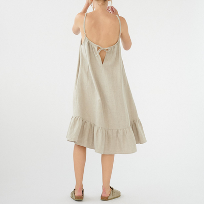 Linen Bias Dress, Nature