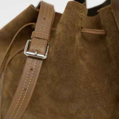 Crosta Bucket Bag, Brown Suede