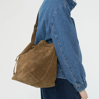 Crosta Bucket Bag, Brown Suede