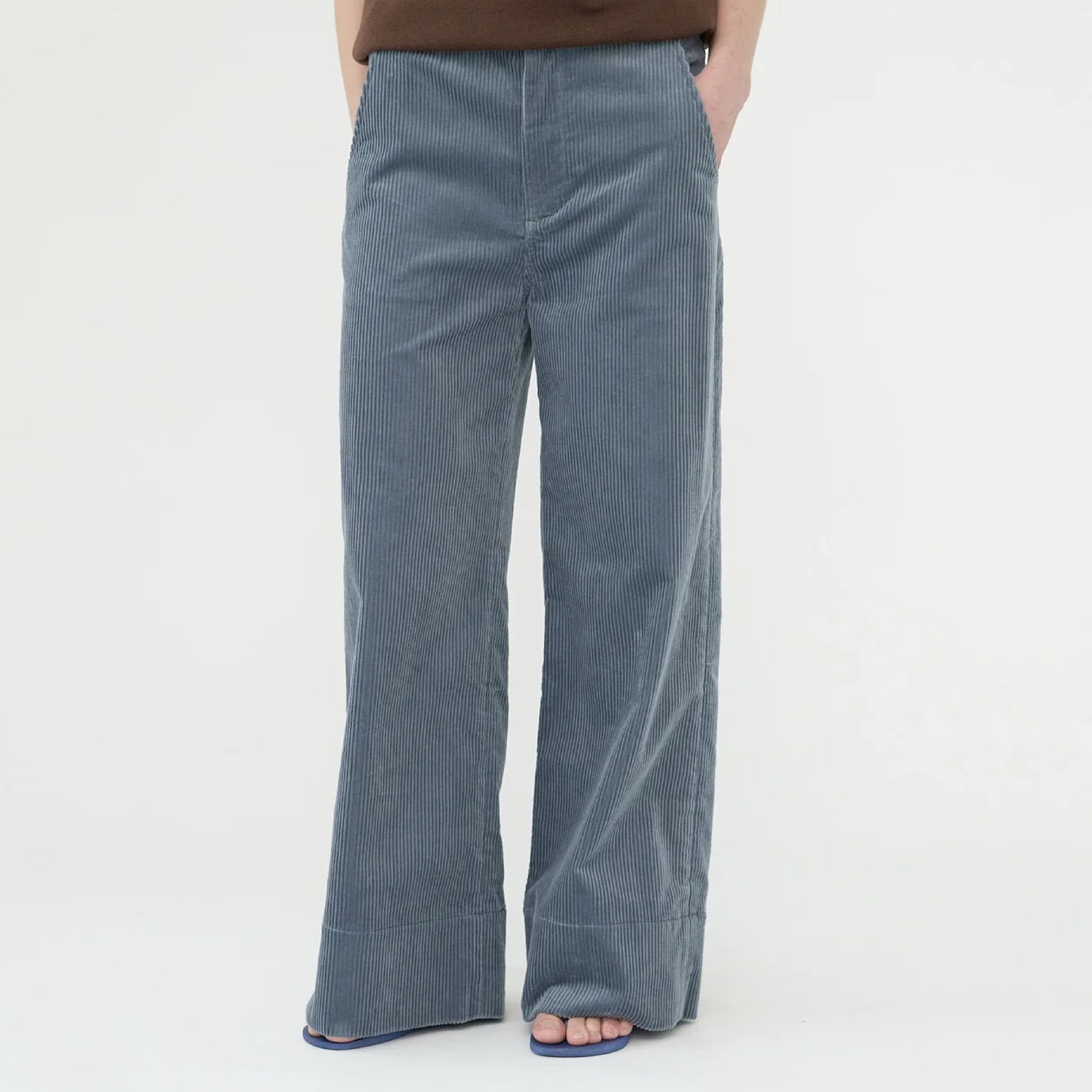 Corduroy Wide Pants, Dove Blue