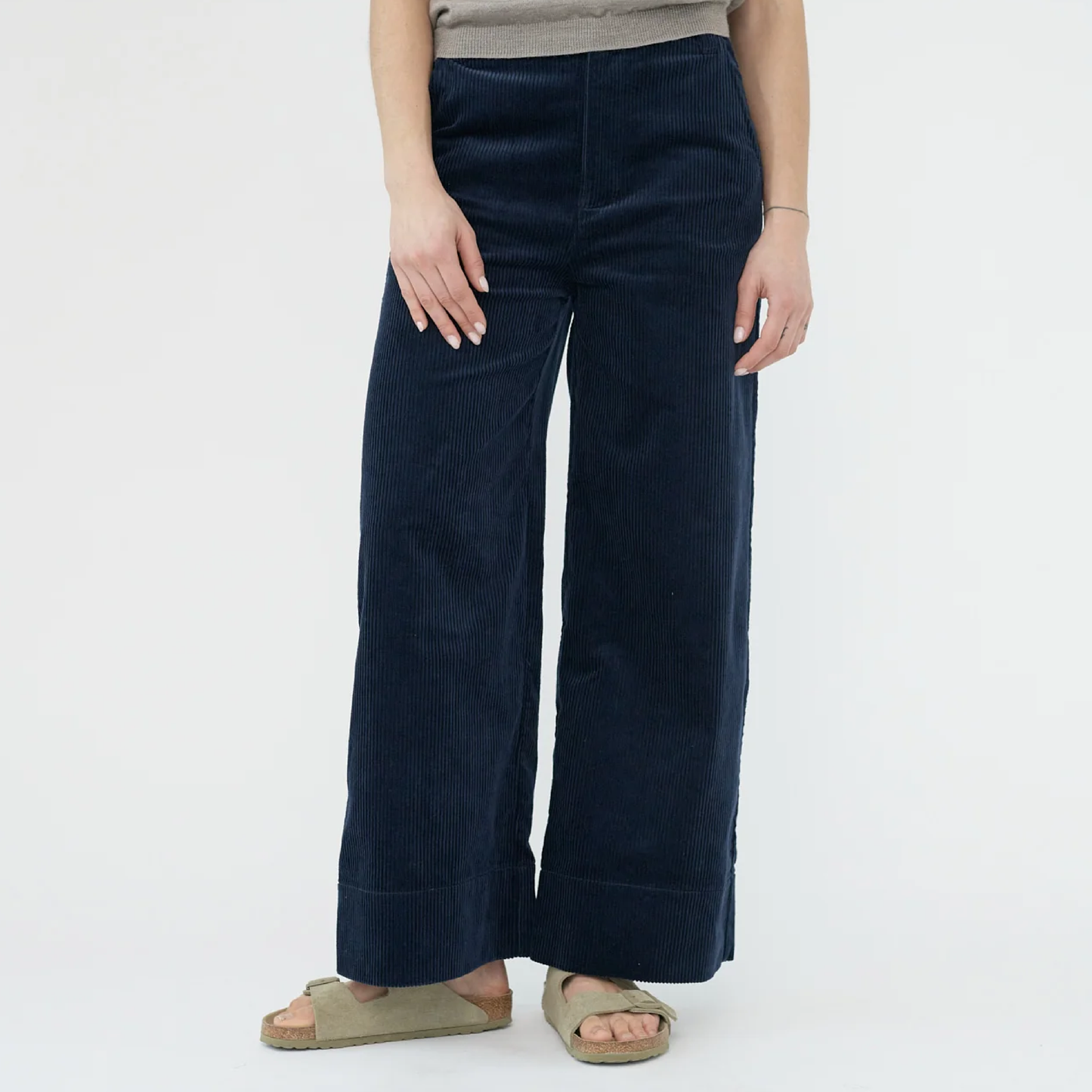 Corduroy Wide Pants, Navy