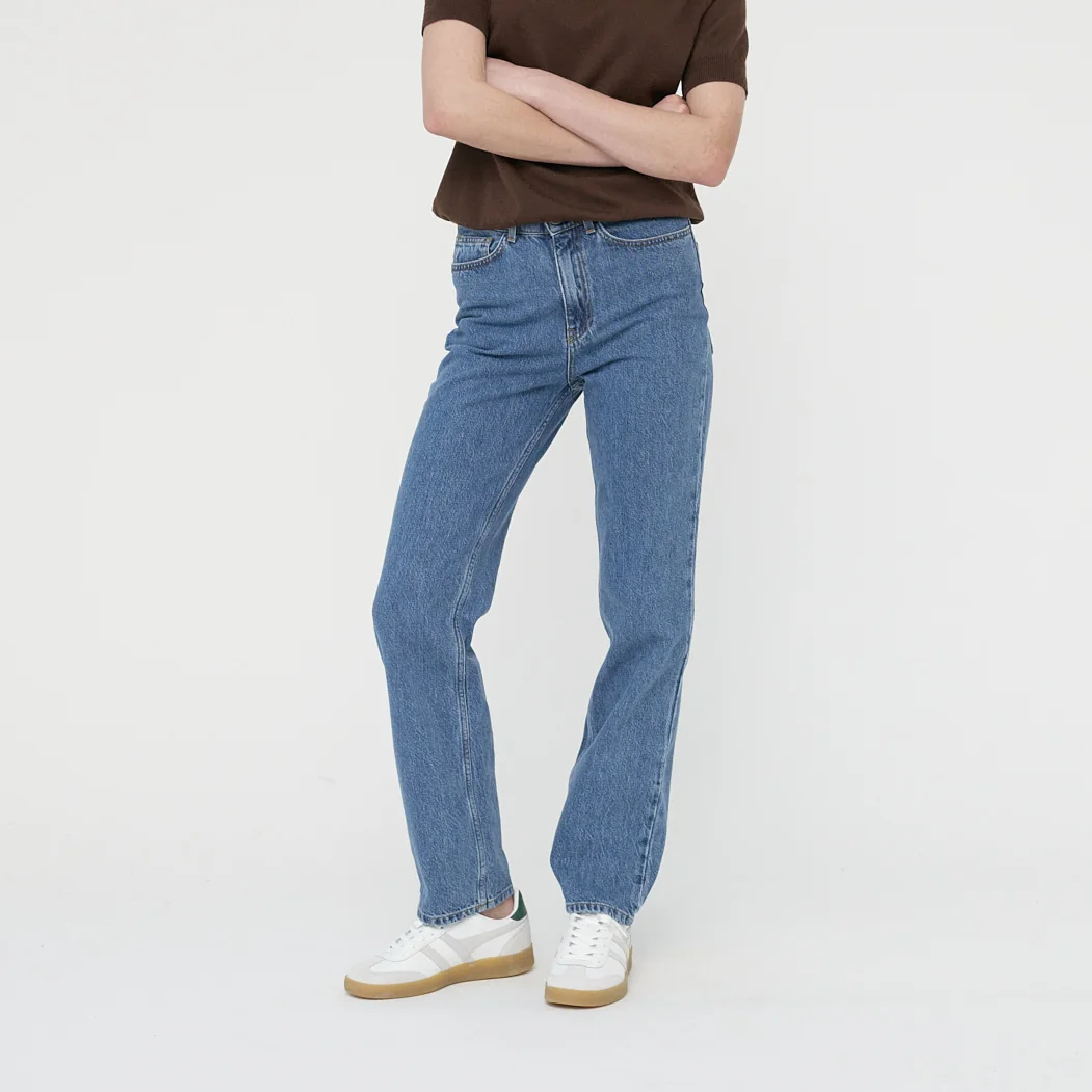 Hemp/Cotton Straight Jeans, Washed Blue