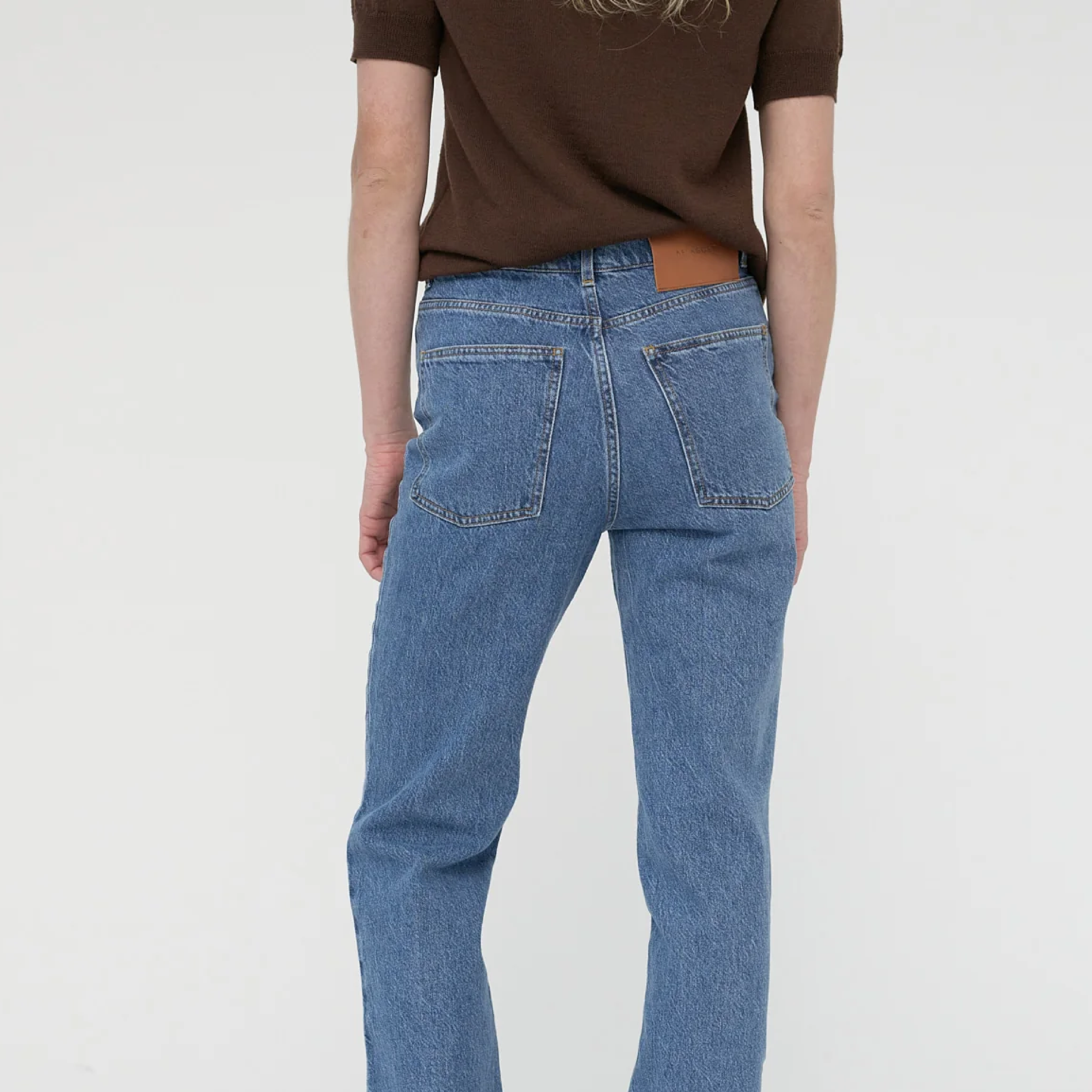 Hemp/Cotton Straight Jeans, Washed Blue