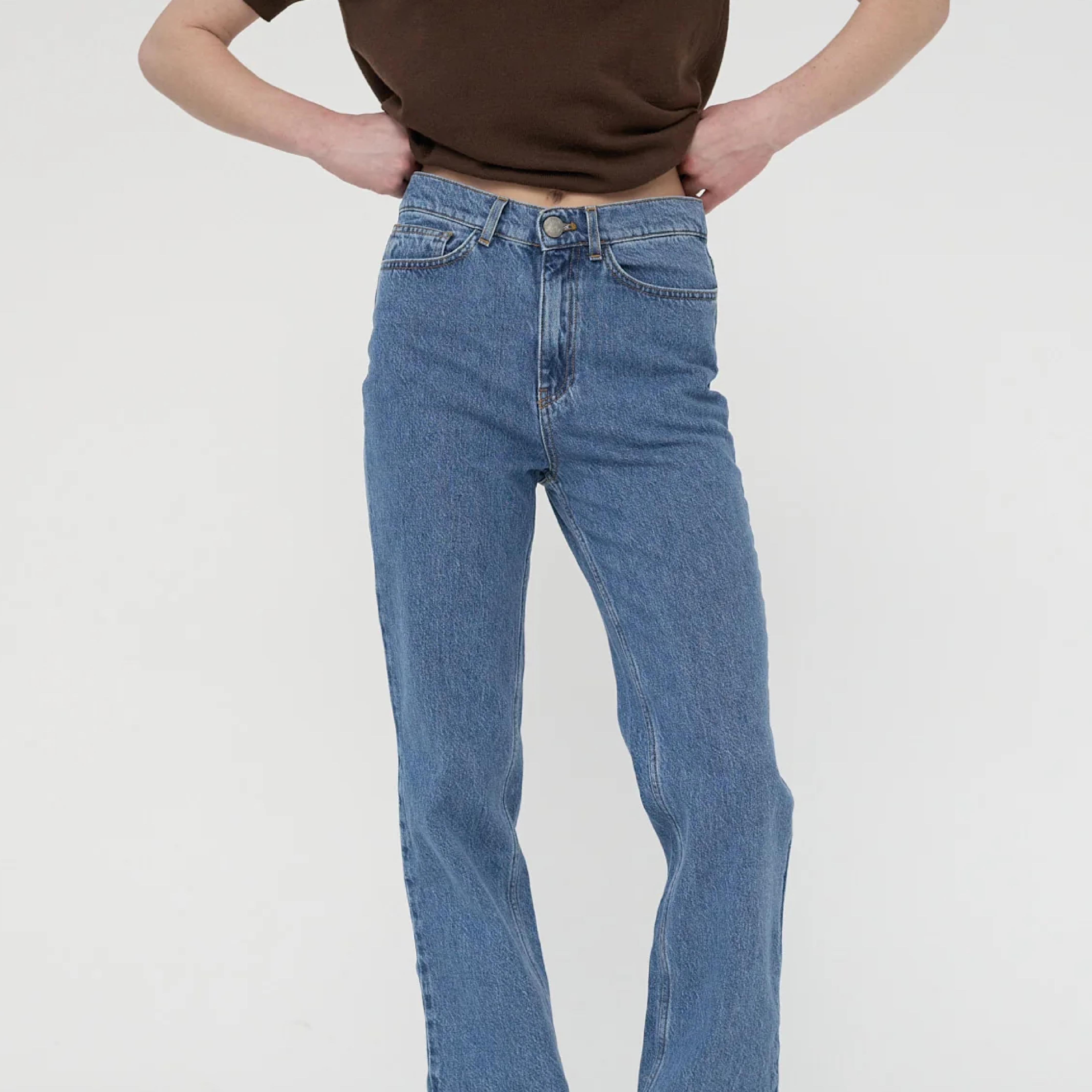 Hemp/Cotton Straight Jeans, Washed Blue