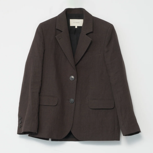 Linen Straight Blazer, Brown