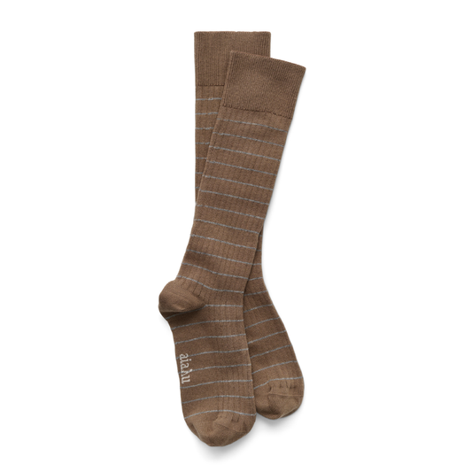 Cotton Long Socks, Mix Chestnut