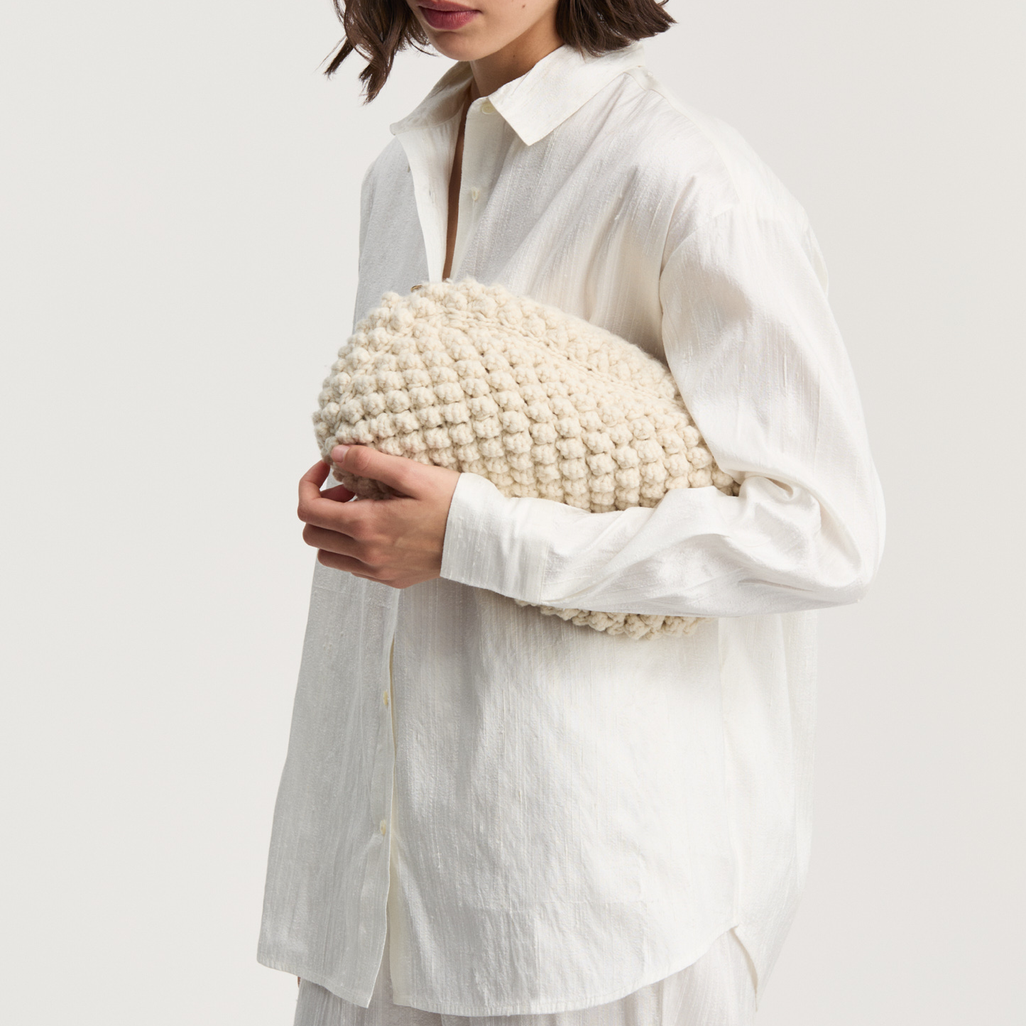 Linn Clutch, Pure Ecru