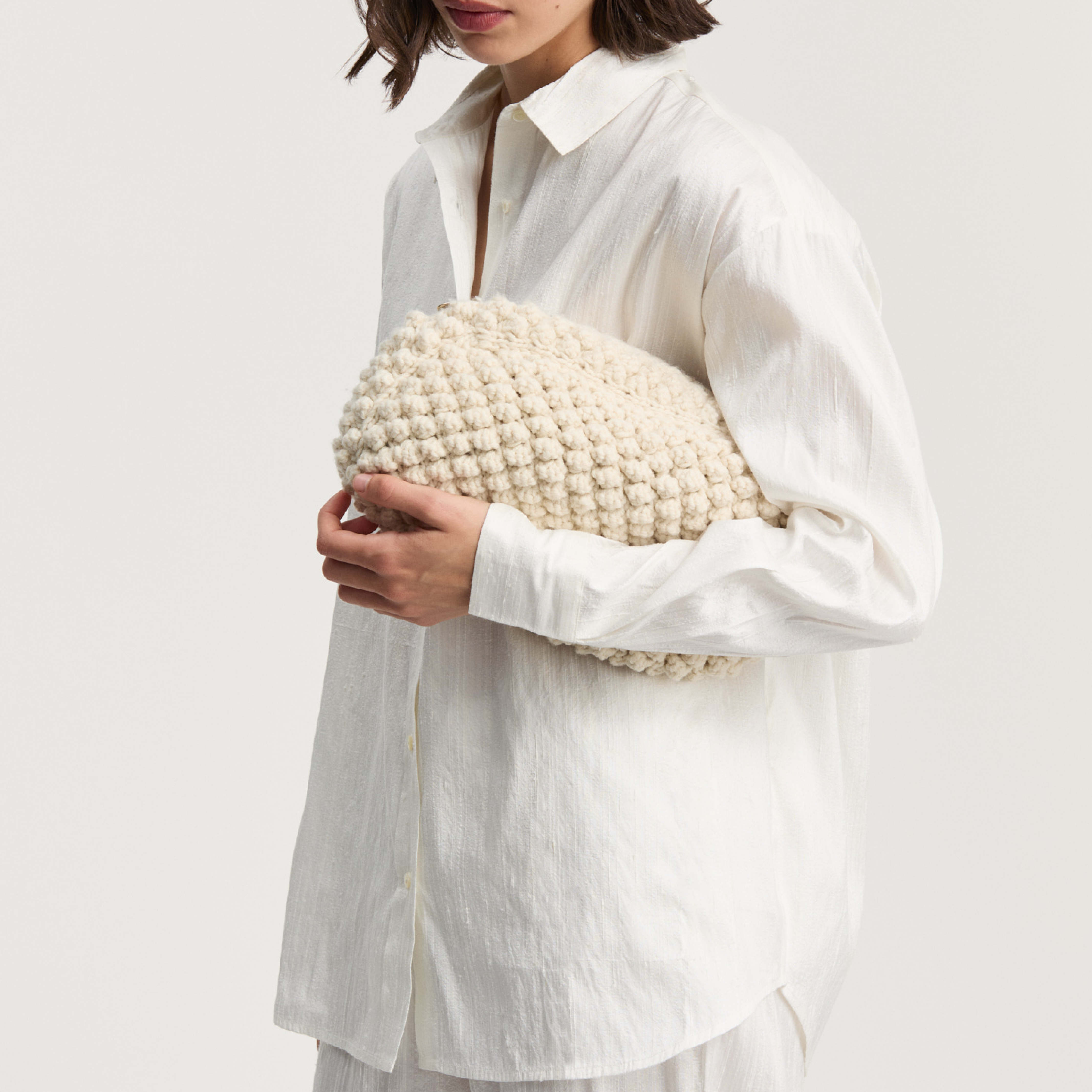 Linn Clutch, Pure Ecru