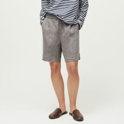 Shorts Long Linen, Brown