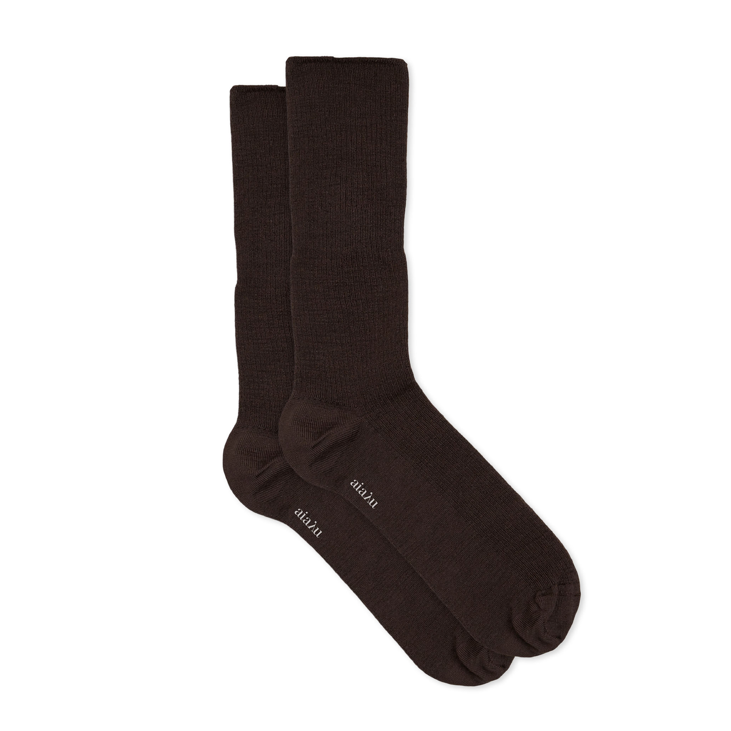 Wool Rib Socks, Brown