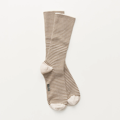 Cotton Stripe Socks, Mix Chestnut
