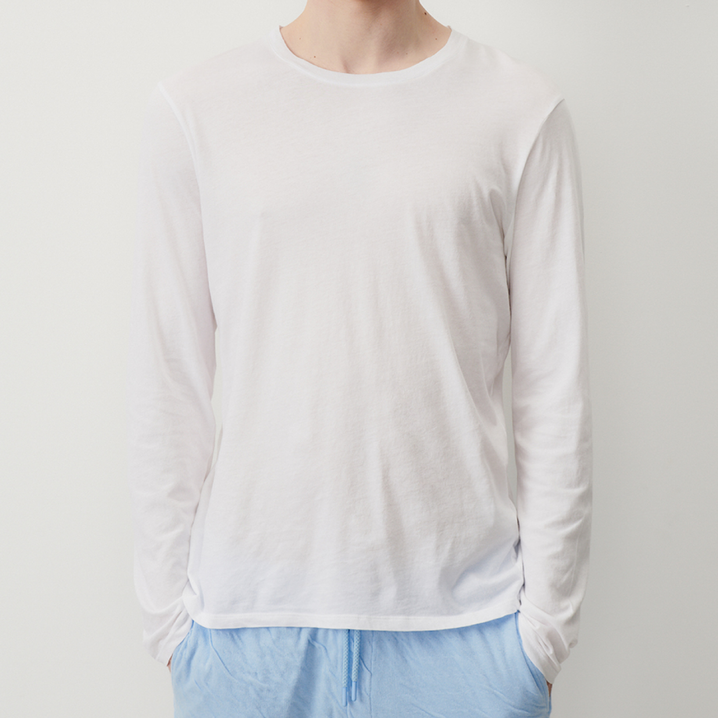 Decatur Men Langærmet T-Shirt, Blanc