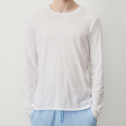 Decatur Men Langærmet T-Shirt, Blanc