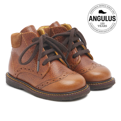 Klassisk Begyndersko Med Brogue Detaljer, Cognac
