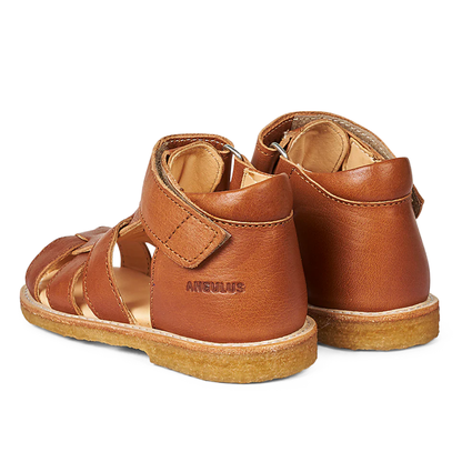 Begynder Sandal Med Velcrolukning, Cognac