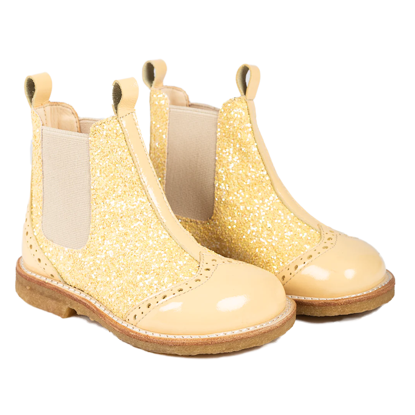 Chelsea Støvle Med Glitter, Yellow/Pineapple