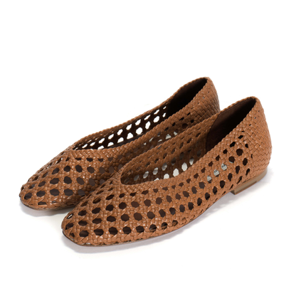 Sessi Hand-braided Ballerina, Caramel