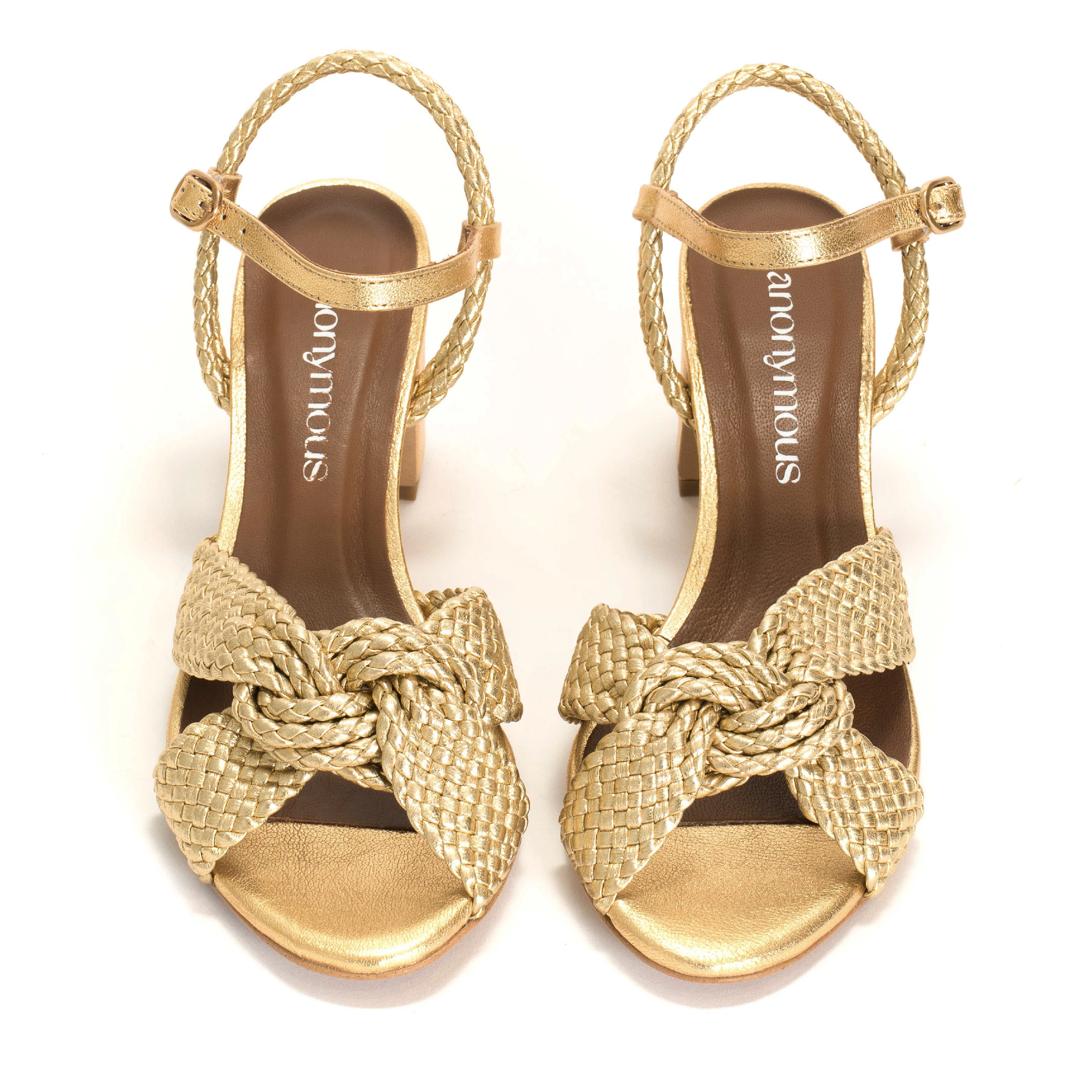 Dilaya Hand-braided Leather Stilet, Gold
