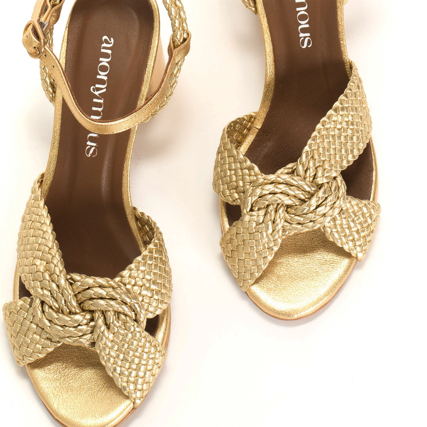 Dilaya Hand-braided Leather Stilet, Gold
