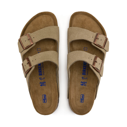 Arizona Soft Footbed Suede Leather Sandaler, Taupe