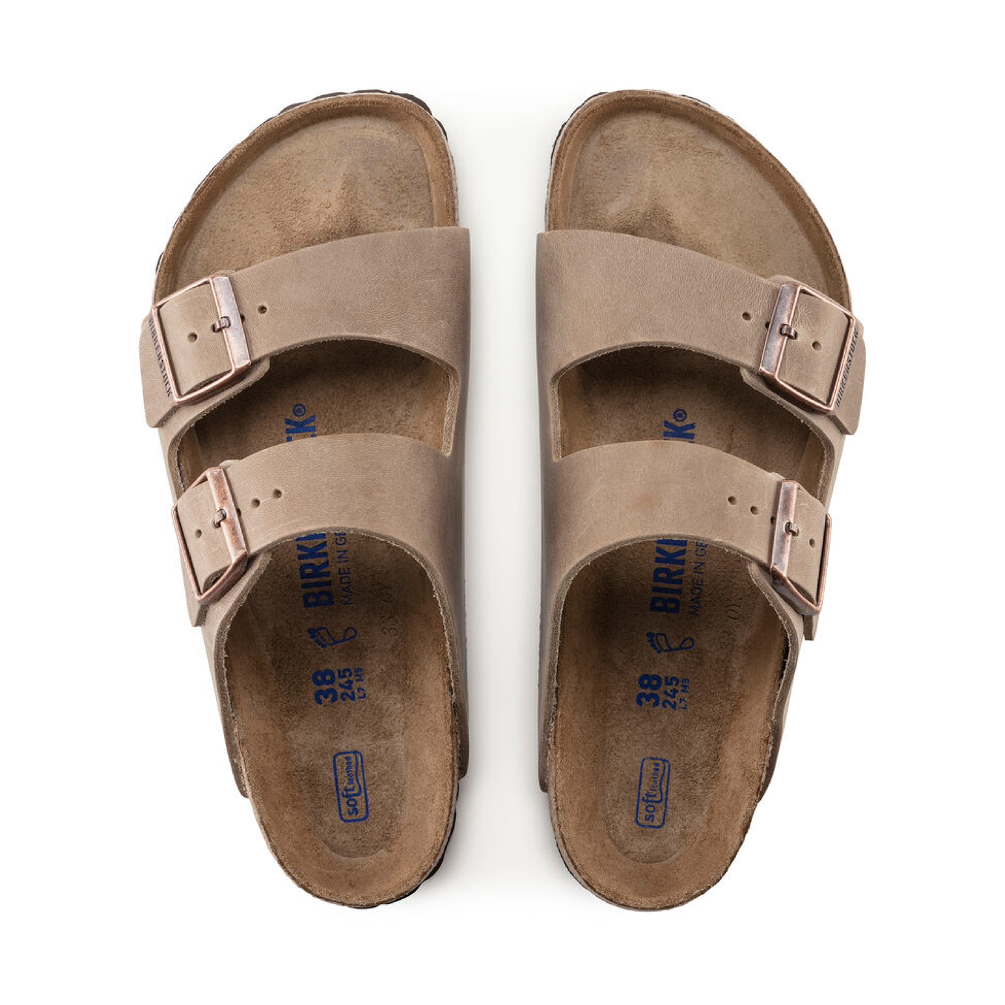 Arizona Soft Footbed Natural Leather Oiled Sandaler, Tabacco Brown