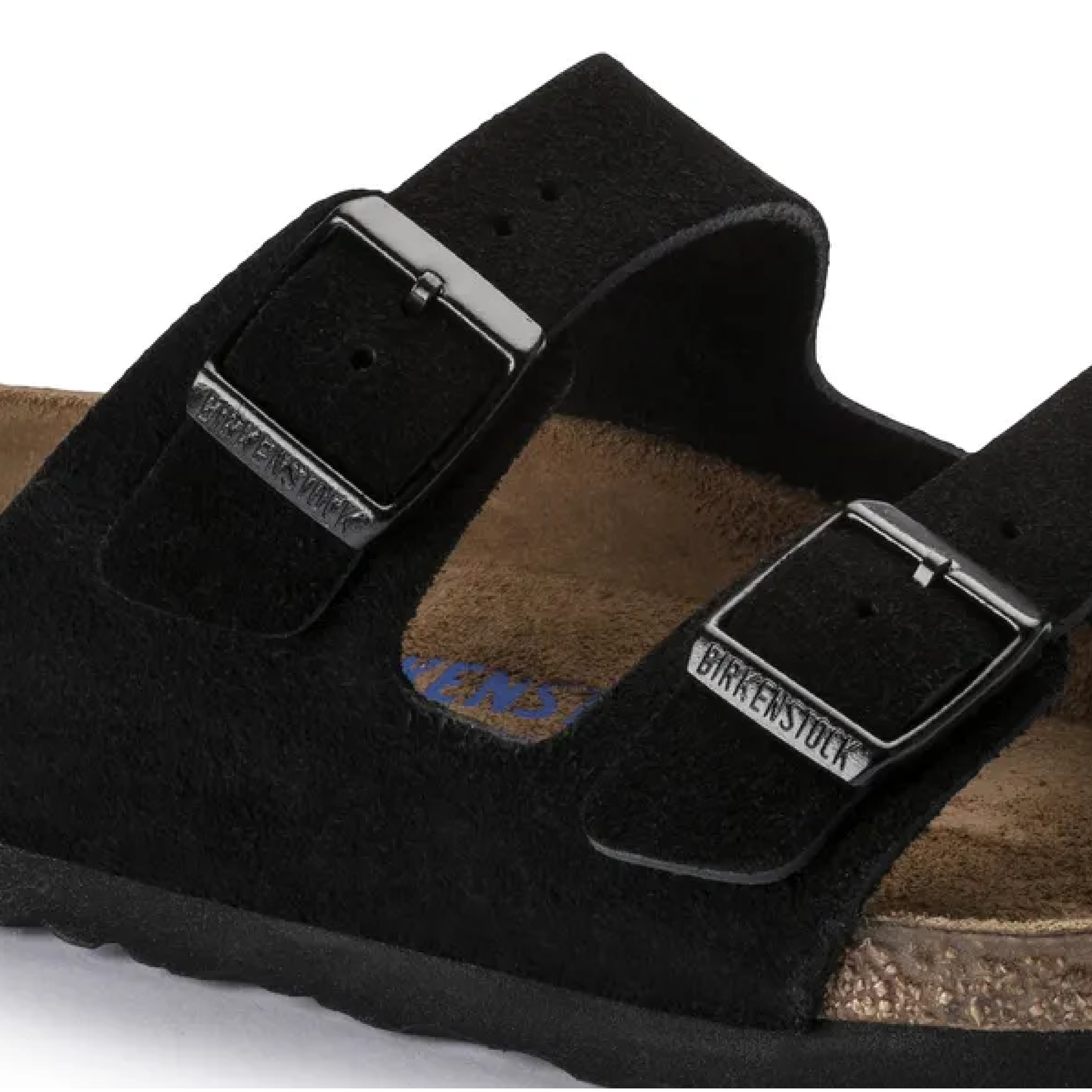 Arizona Soft Footbed Suede Sandaler, Black