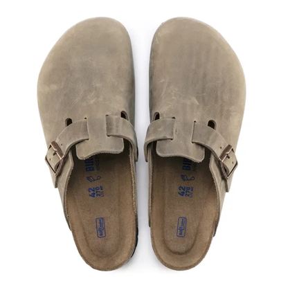 Boston Soft Footbed Natural Leather Oiled Slippers, Tobacco Brown