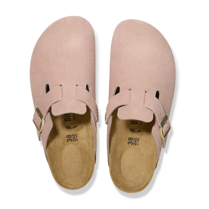 Boston Suede Leather Slippers, Light Rose
