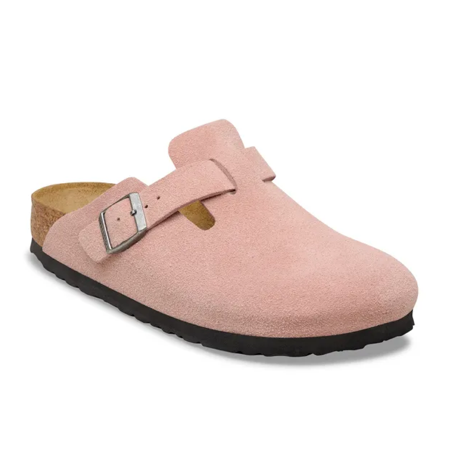 Boston Suede Leather Slippers, Pink Clay