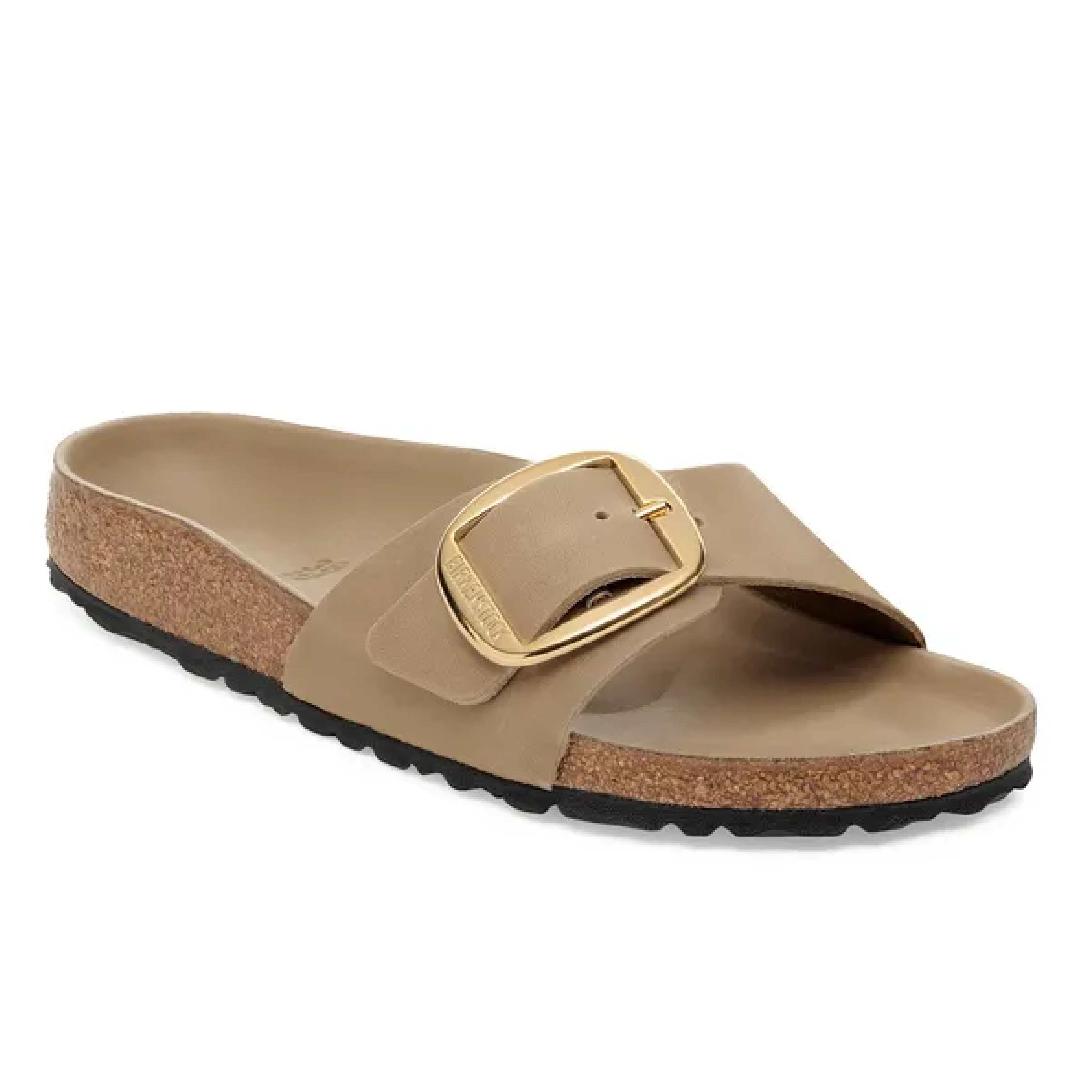 Madrid Big Buckle Oiled Leather Sandaler, Tabacco Brown