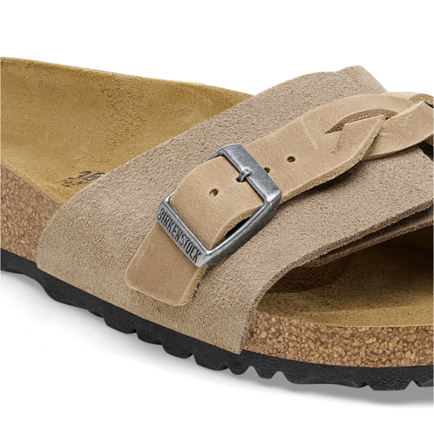 Oita Braided Suede Leather Sandaler, Taupe