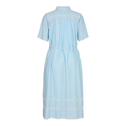 Boned Dress, Light Blue/White