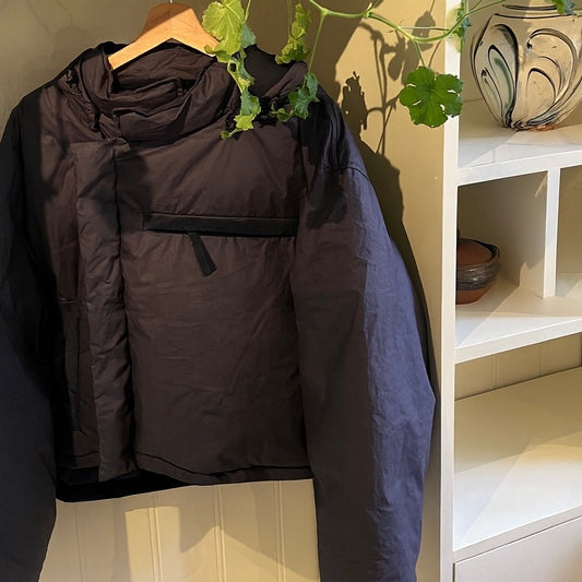 Organic Cotton Ribstop Puffer Jacket, Navy