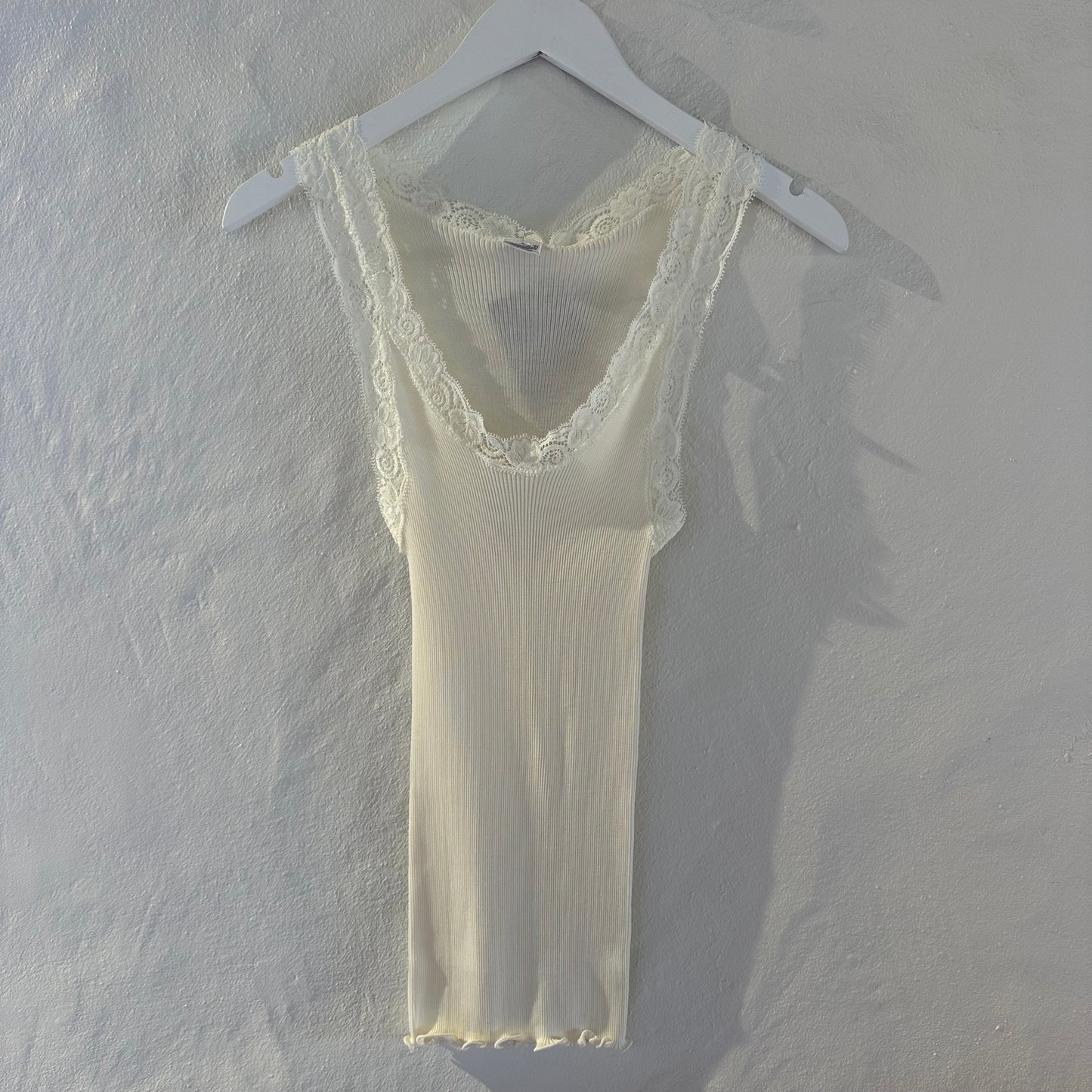 Uld & Silke Tank Rib Top M. Blonder, Ivory 3410