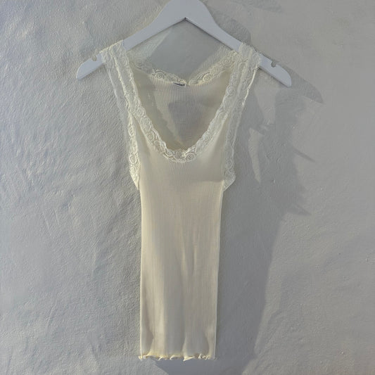 Uld & Silke Tank Rib Top M. Blonder, Ivory 3410
