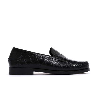 Penny Moccasin Loafer, Crocodile Black