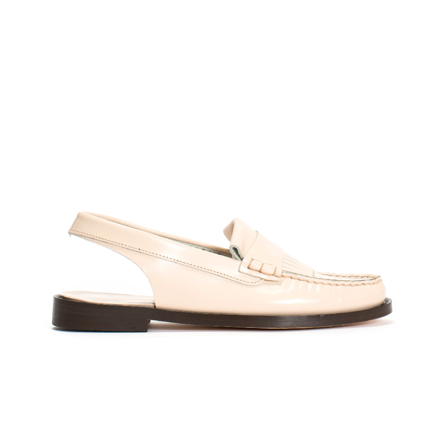 Slingback Moccasin Loafer, Bone White