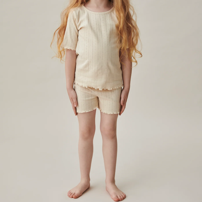 Edie Clam Shorts, Light Beige 