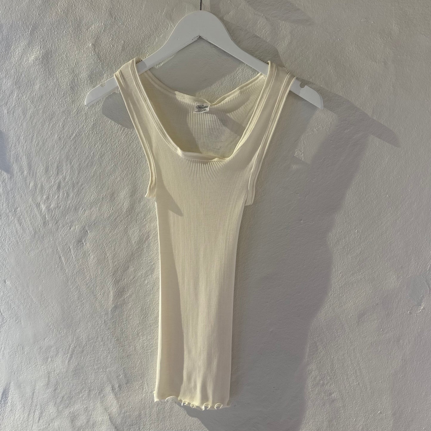Uld & Silke Tank Rib Top, Ivory 3442